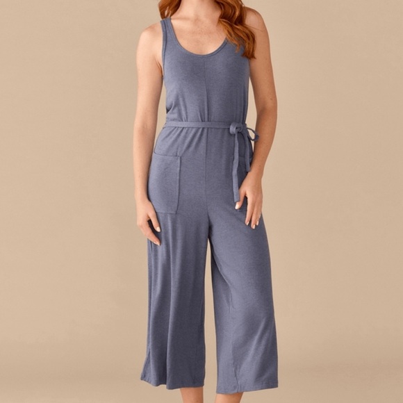 MeUndies Ultra Modal Jumpsuit With Pockets and Waist Tie Size Large Navy Blue - Picture 1 of 4
